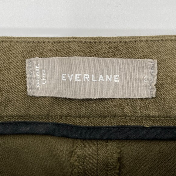 EVERLANE The Fixed Waist Stretch Cotton Trouser Pant Olive Green Size 2 - Picture 7 of 8